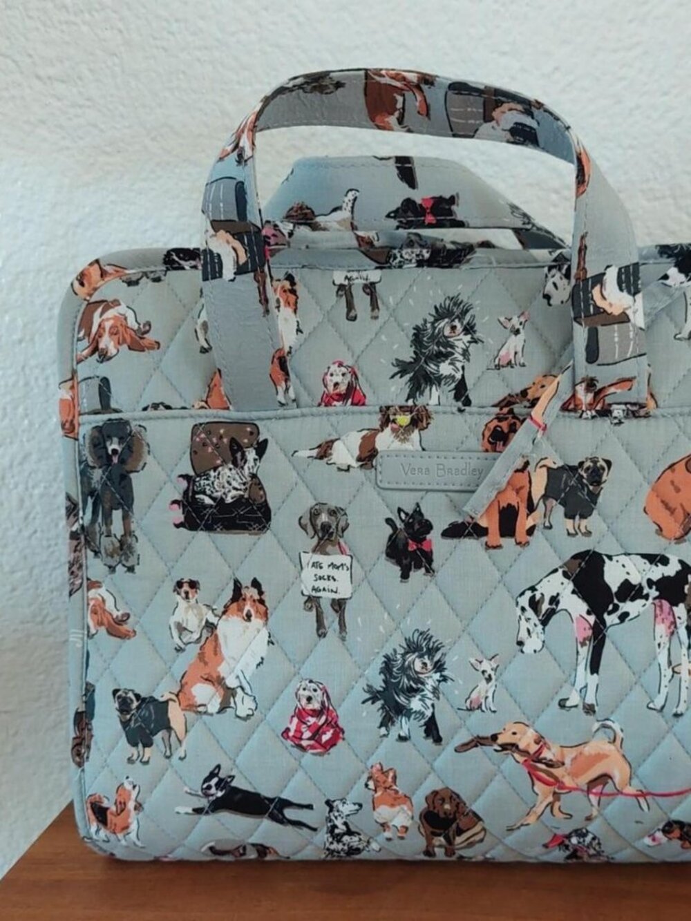 Vera Bradley do show best in show gray pet travel case pouch hanging toiletry ba